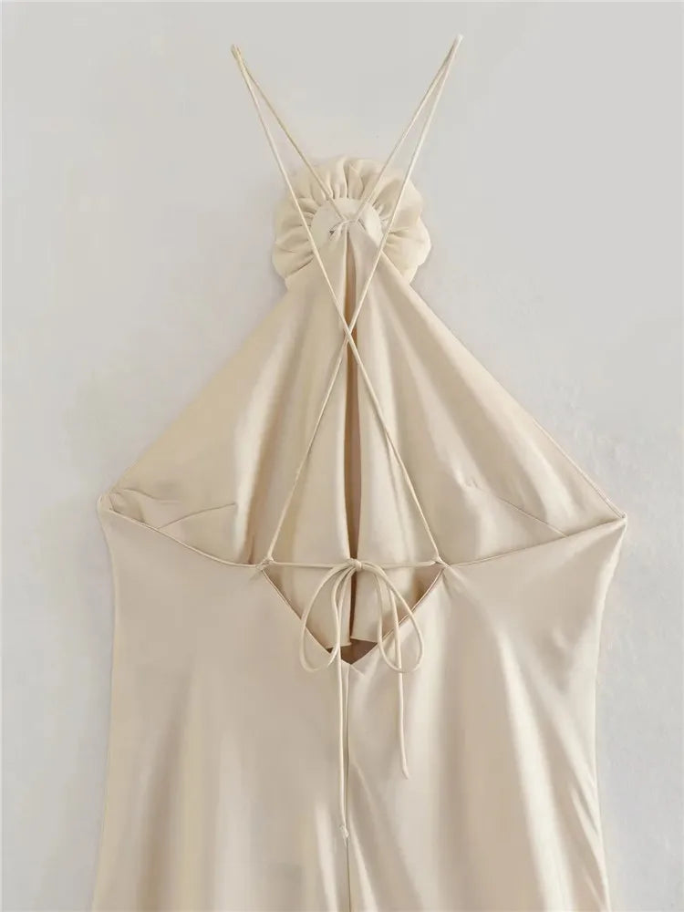 Vestido Satén Largo Mujer™