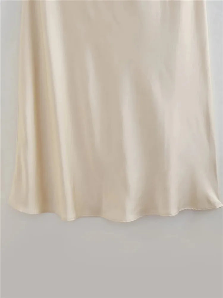 Vestido Satén Largo Mujer™