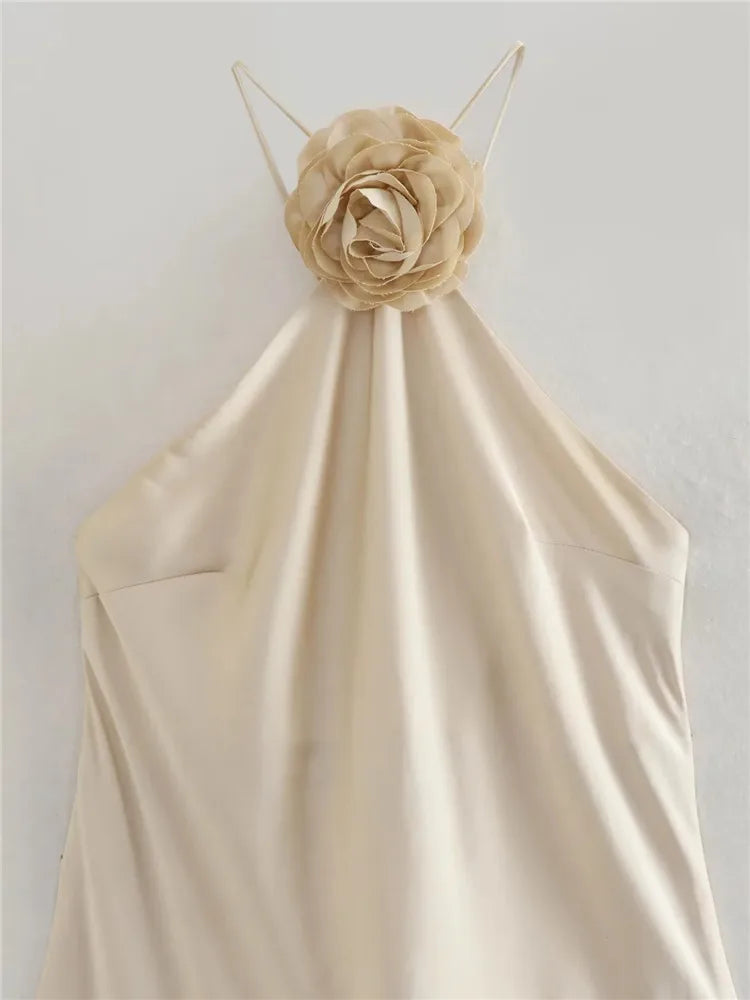Vestido Satén Largo Mujer™