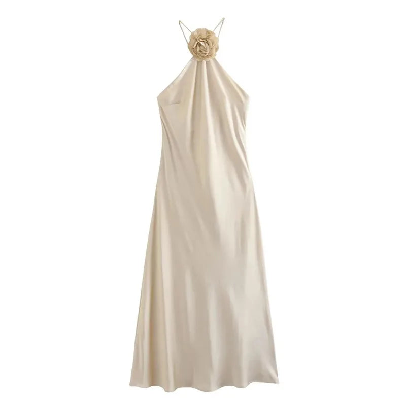 Vestido Satén Largo Mujer™
