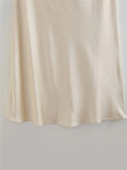 Vestido Satén Largo Mujer™